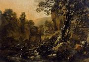 Nicolaes Pietersz. Berchem Herdsmen and Herds at a Waterfall oil painting reproduction
